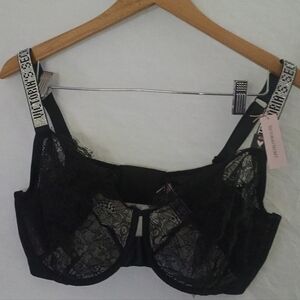 Victoria's Secret Black Unlined Shine strap Bra